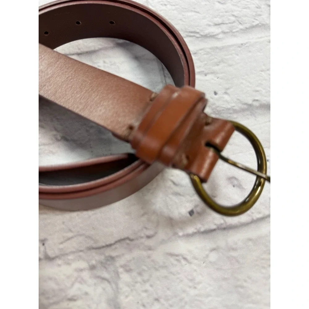 Leather Belt Womens 46 Brown Excellent Round Buckle Casual Accessory